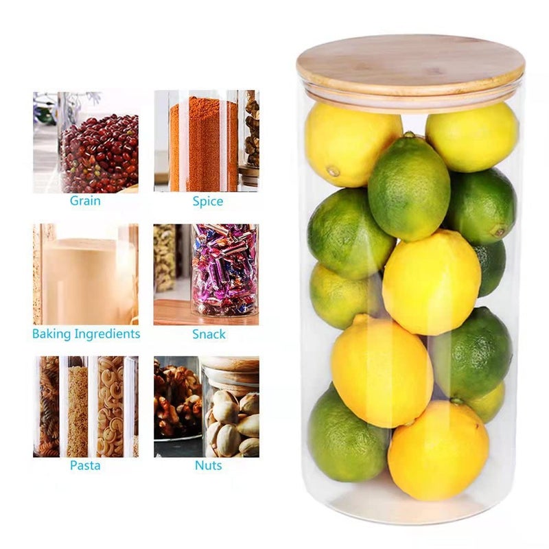 SAIOOL Glass Storage Jars 1.2 Gallon, Storage Containers with Natural Bamboo Lids, Storage Large Bag of Sugar or Large Box of Cereal etc. - Image 3